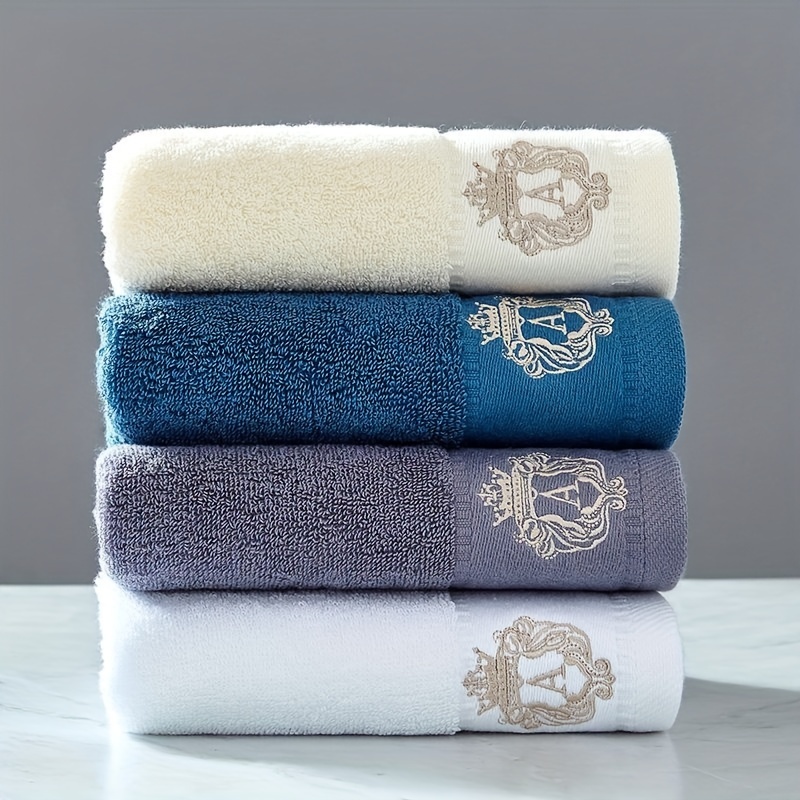 Soft Cotton Embroidered Hand Towel And Bath Towel Set - Temu