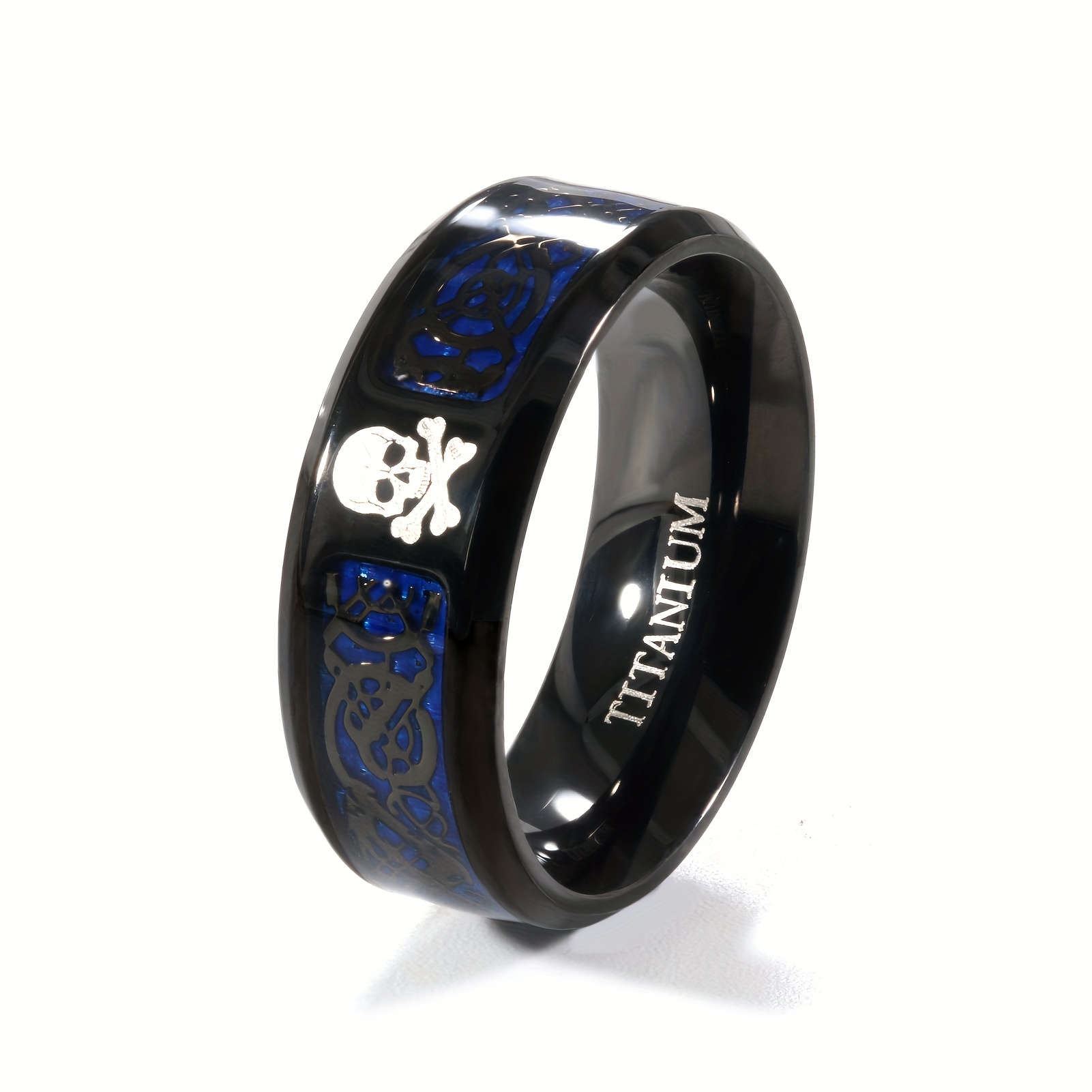 Mens wedding bands on sale skull