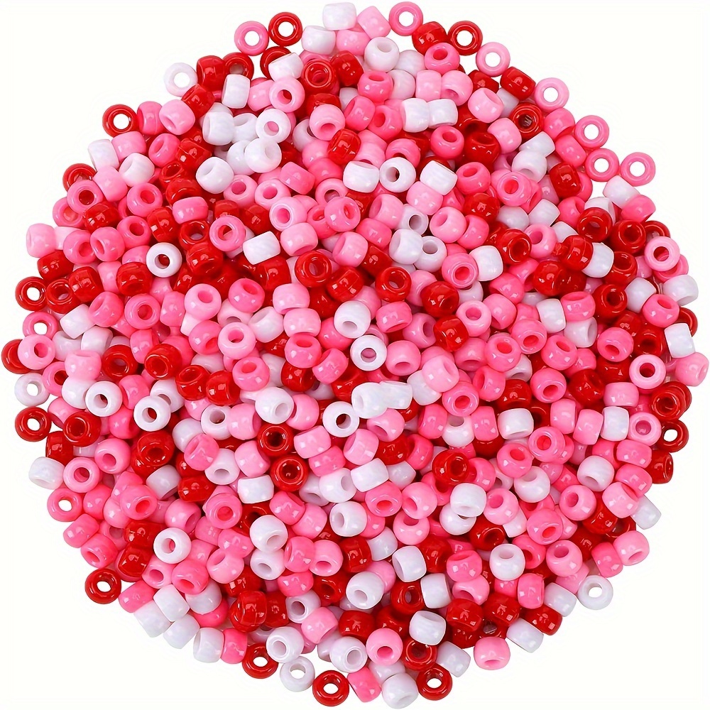 100/300pcs Pony Beads For Jewelry Making, Bracelets Crafts, Plastic Small  Christmas Spacer Beads, Red Green White Pony Beads, Necklace Supplies Hair B