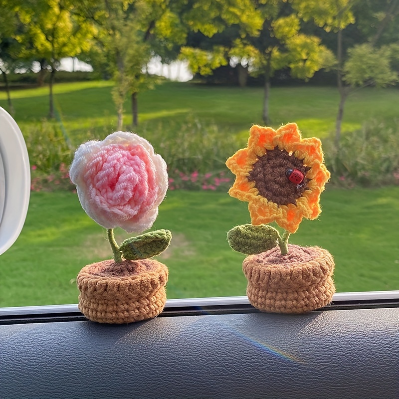 Car Flower Pot Ornament Hand woven Creative Ornament Mini - Temu