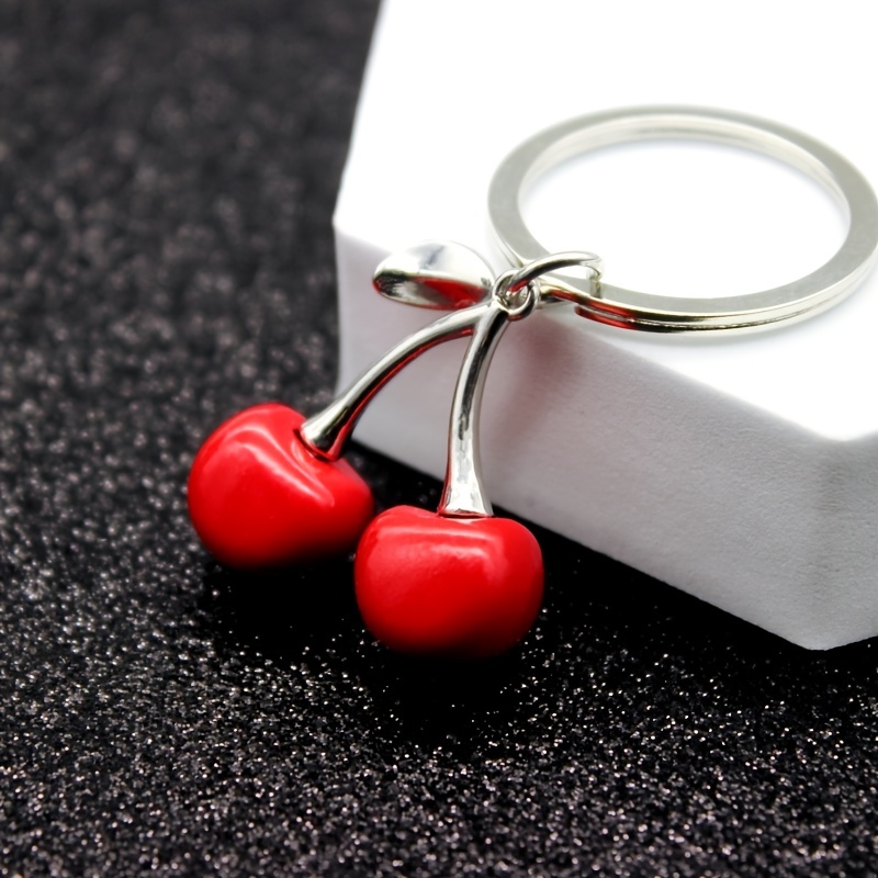 1pc Cherry Keychain, Zinc Alloy Fruit Key Pendant for Men,Temu