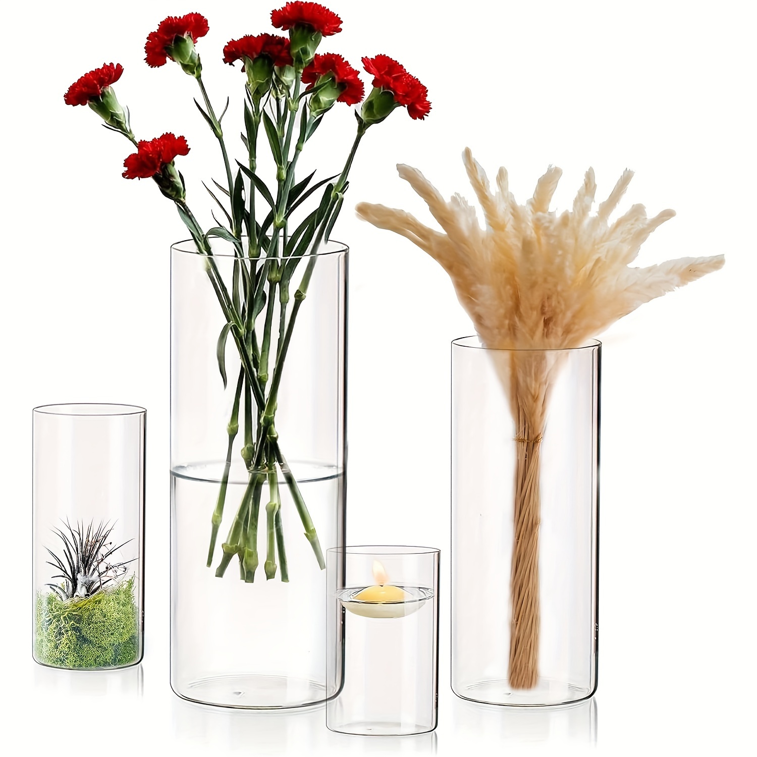 Jarrón grande de vidrio de 15 pulgadas, jarrones de vidrio grandes y altos,  jarrón moderno para centros de mesa, jarrón grande con globo para hierba
