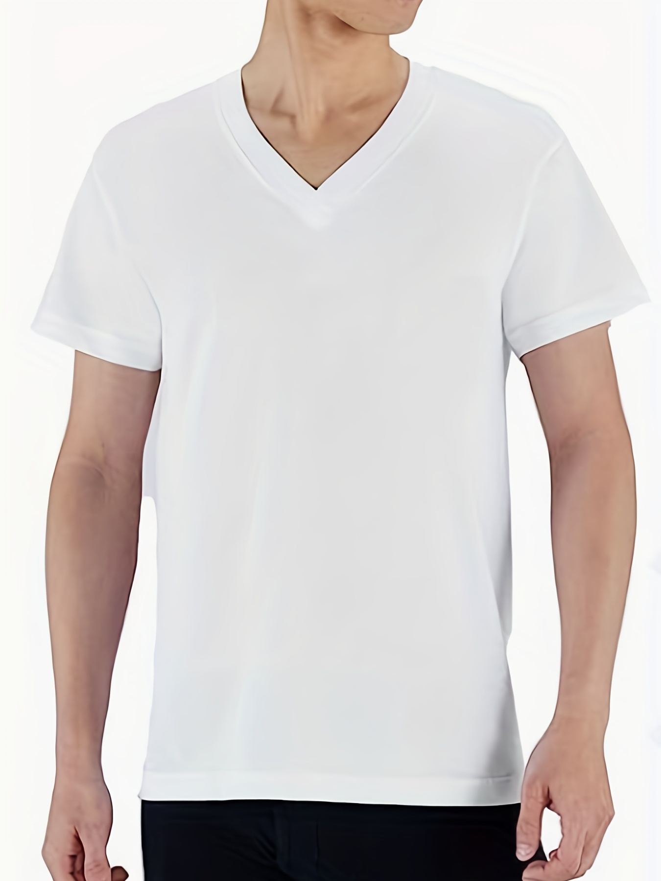 Classic Deep V Neck T Shirt for Men, Quick Dry and High Elastic Low Cut tee  for Casual 