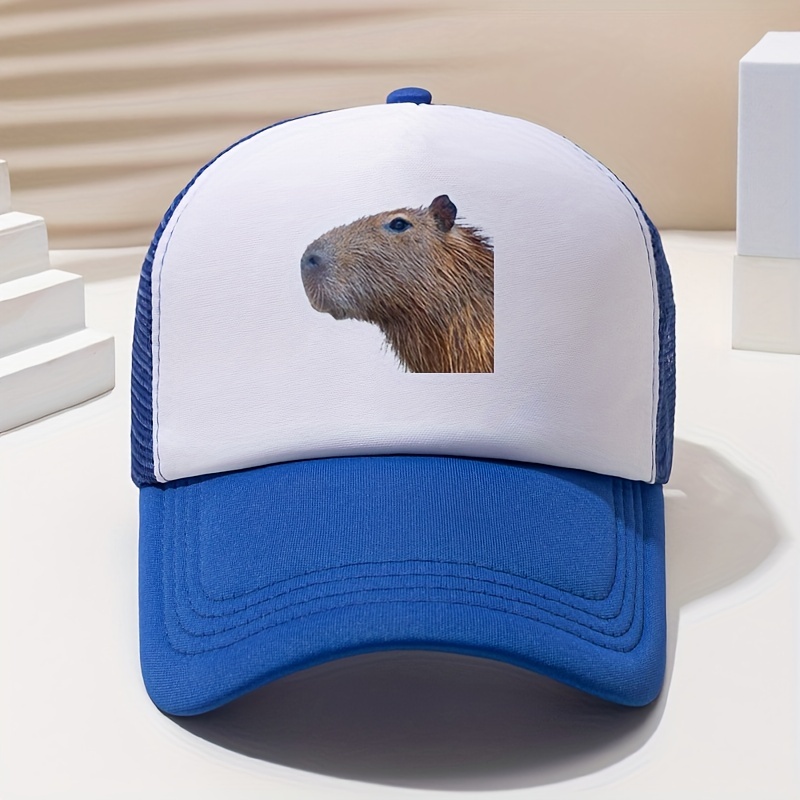 Capybara Print Baseball Cap Mesh Trucker Hat