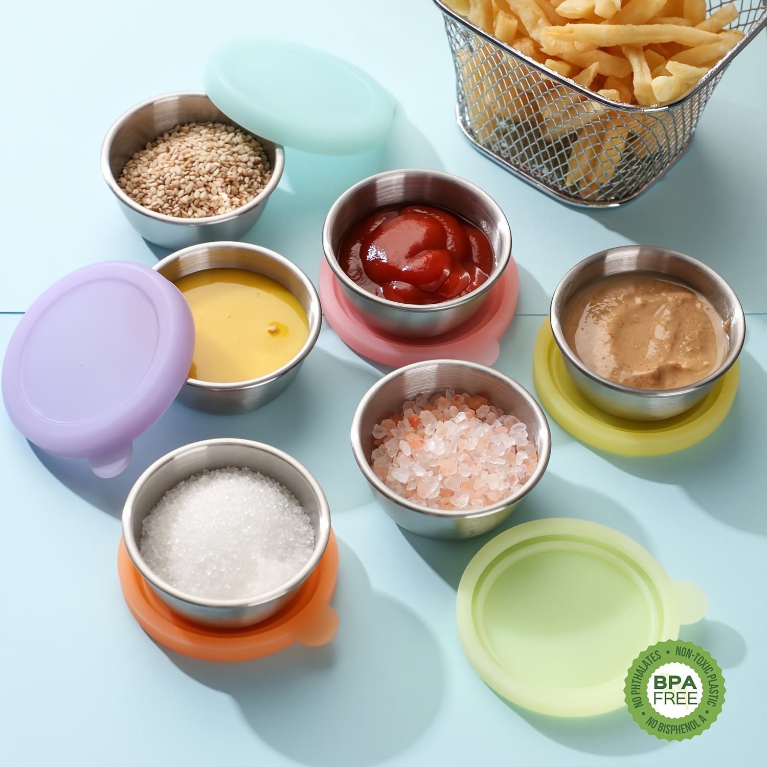 Small Condiment Containers With Lids, Outside Salad Sauce Containers,  Stainless Steel Sauce Containers With Silicone Lids, Leak Proof, Reusable,  Small Dipping Sauce Cups With Lids - Temu Austria