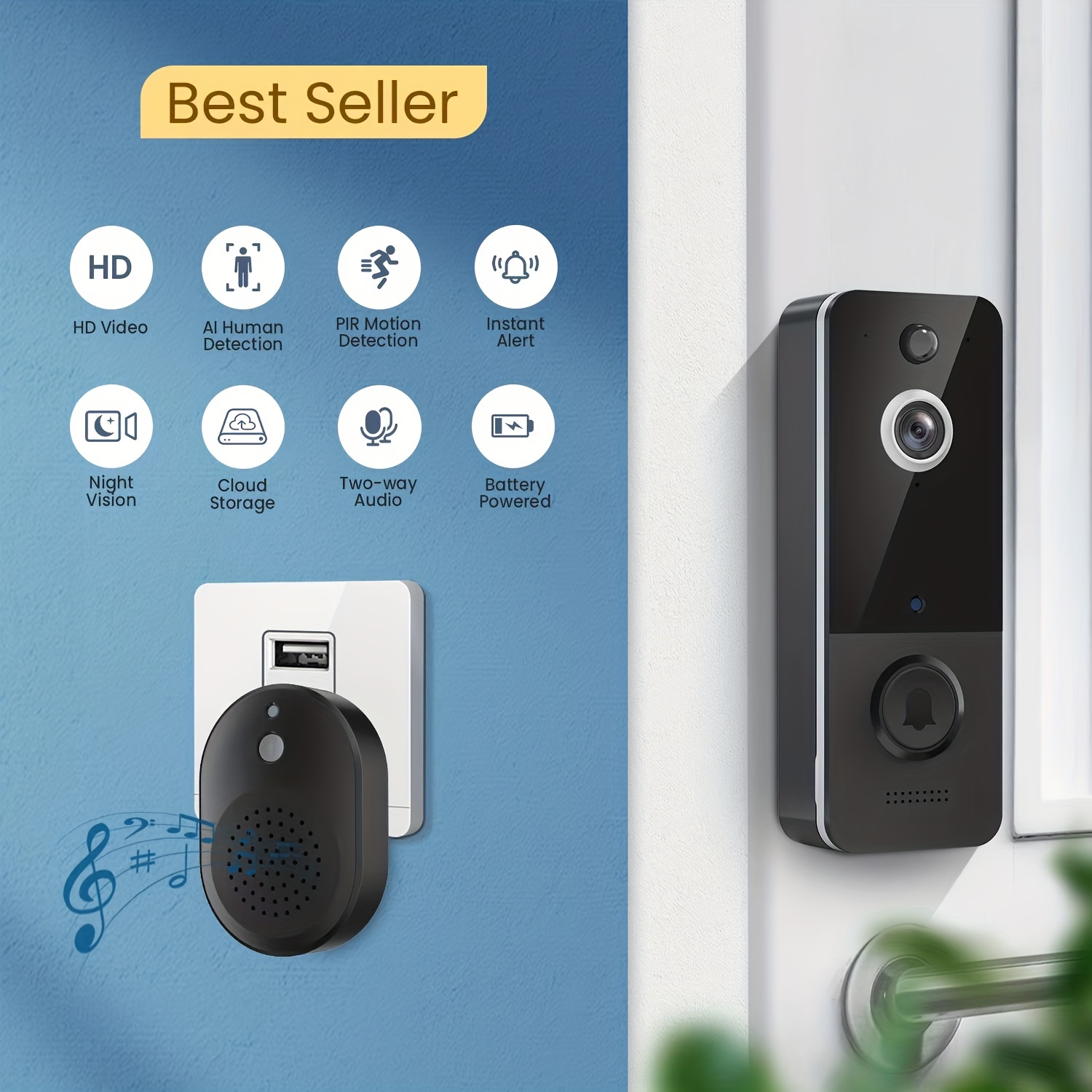 Popular V5 Low Power Wireless Wifi Doorbell Visual Doorbell - Temu