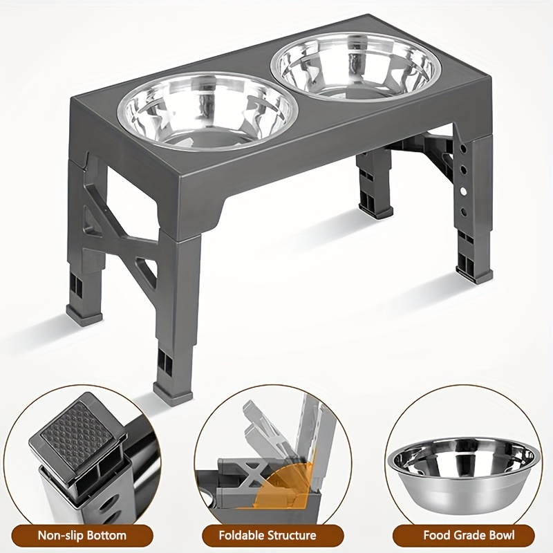 Elevated Dog Bowls Stand Raised Pet Feeder with 2 Stainless Steel