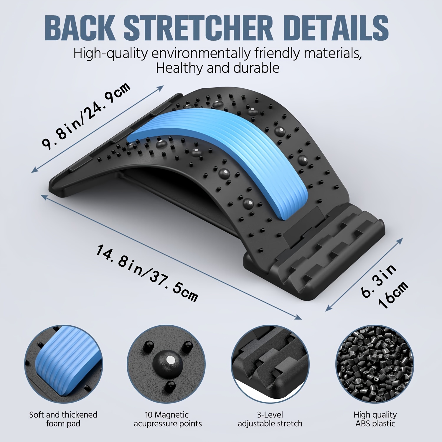 Back Stretcher, Lower Back Pain Relief Device with Magnet, Multi