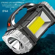 1pc solar portable light multi function outdoor led flashlight with cob side light and emergency flashing perfect for camping hiking and emergencies details 7