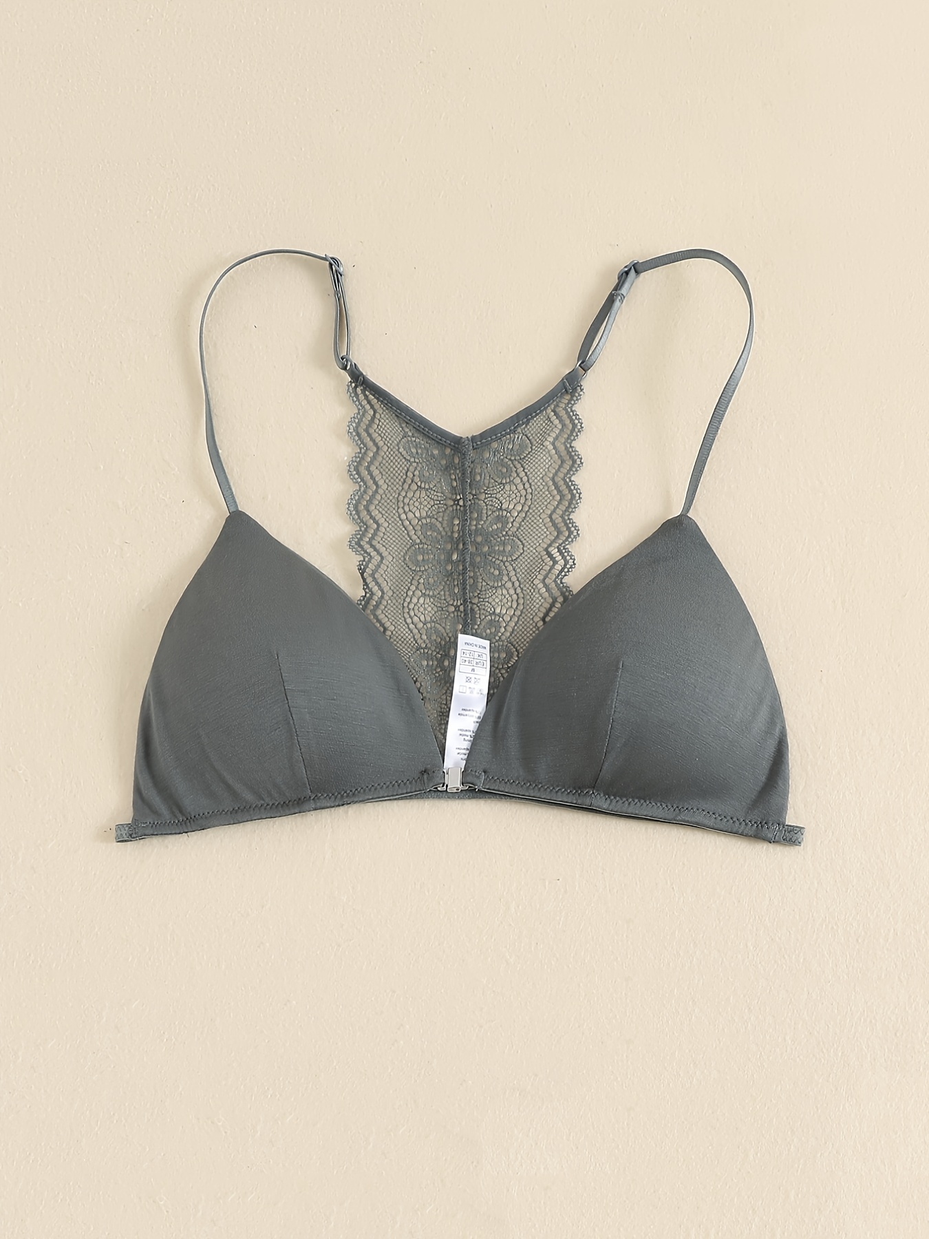 Triangle Bralette with Adjustable Spaghetti Strap Wireless Front