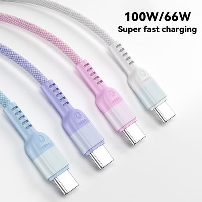 Type-C Data Cable 6aFast Charging Cable 100w Lengthened 47.3''/78.8''For Android  Huawei Mate40pro Super Fast Charging Genuine P30p40nova7 Xiaomi Mobile Phone 5a