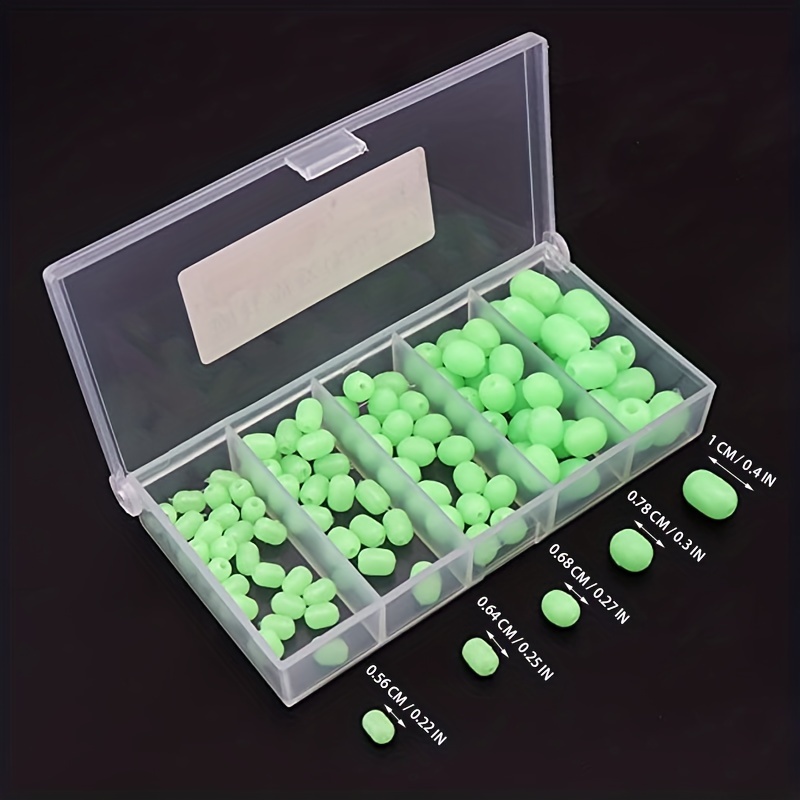 OriGlam ?Happy Shopping Day? 100pcs Soft Plastic Luminous Glow Fishing Beads, Beads Round Beads Fishing Lures, Green Sea Fishing Bead Fishing Tackle