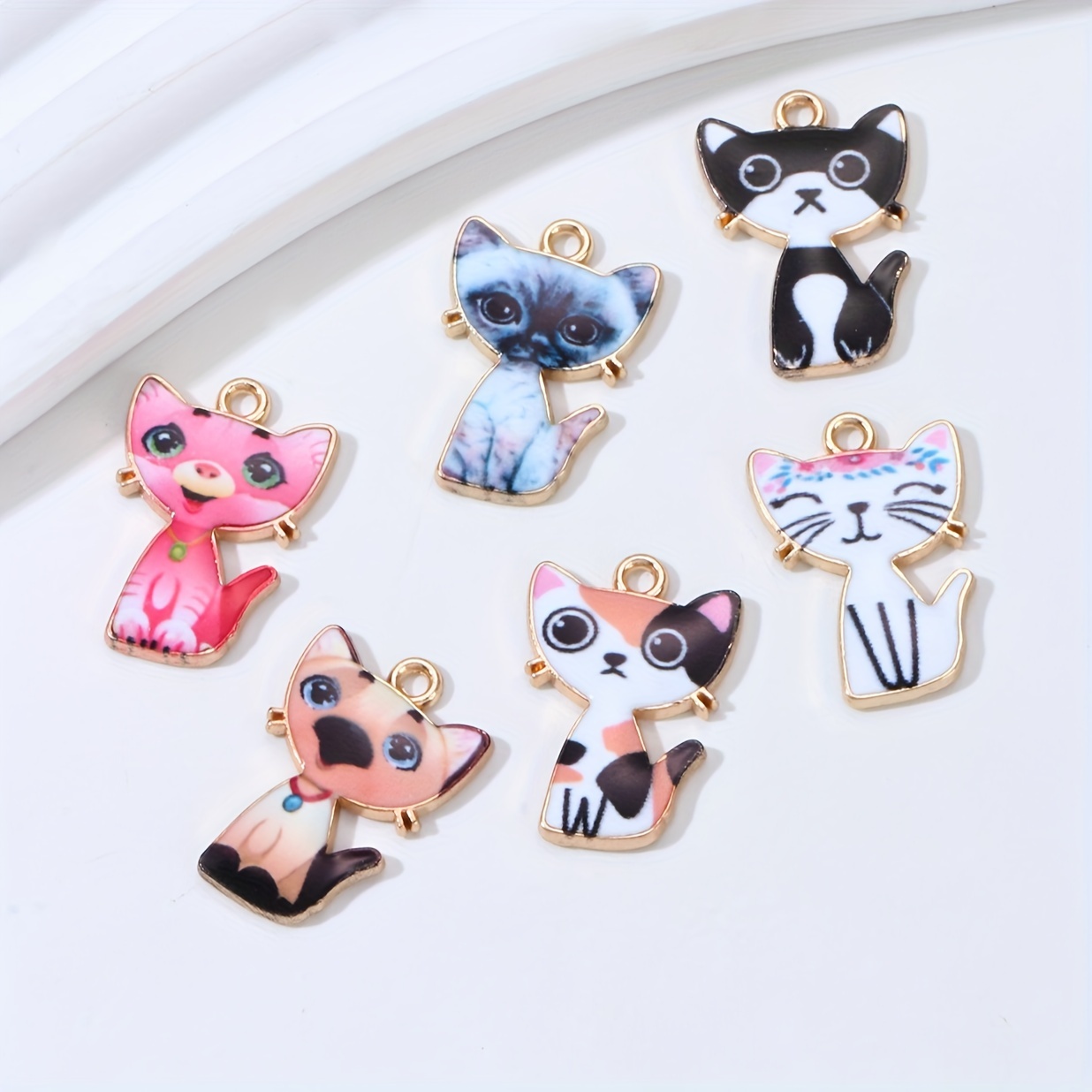 Cute Transparent Acrylic Cat Charms Pendants For Jewelry Making