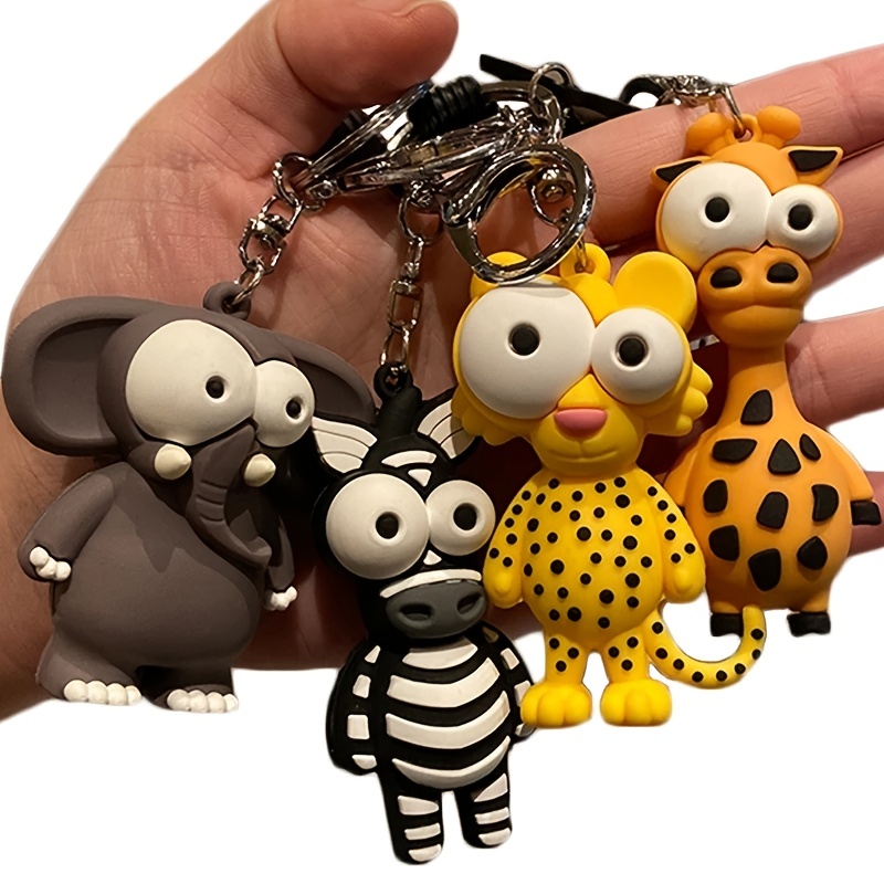 Cartoon Big Eyes Lion Keychain Couple Lovers Key Chain Pvc - Temu