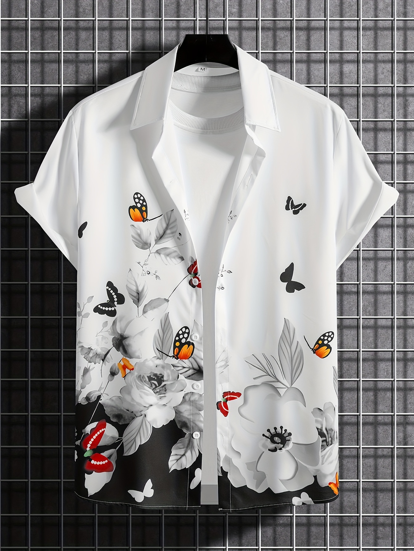 MAIISO Chemises à col Montant décontracté pour Hommes Chemises à Manches  Longues Chemise imprimée en 3D avec Motif de Roses Chemisier à Boutons  spéciaux T Shirt Confortable pour l'extérieur : : Mode