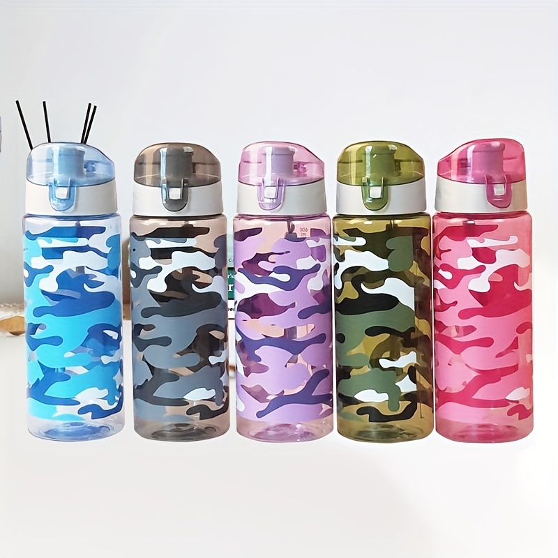 

1pc Portable Camouflage Water Bottle For Sports And Fitness - Bpa-free Plastic, Leak-proof, Easy To Carry