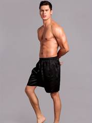 mens casual loose thin ice silk comfortable shorts for summer mens pajamas for home black 2