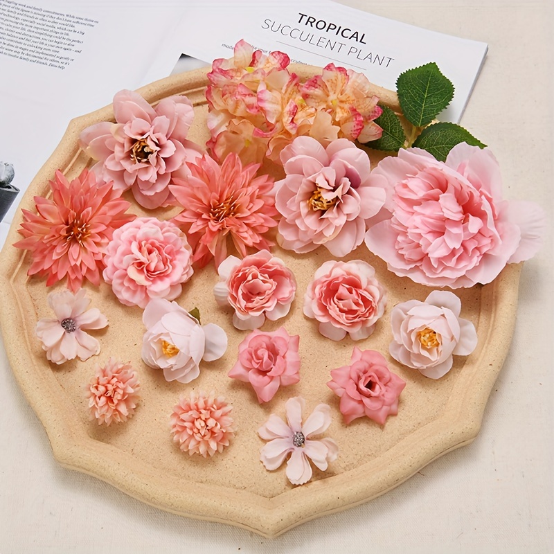10pcs 4cm Silk Gold Artificial Rose Flower Heads Decorative Flowers for  Wedding Home Party Decoration Mini