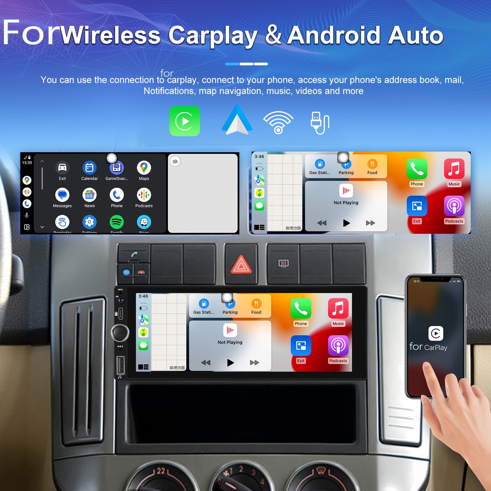 6,9-Zoll Single DIN Android Autoradio mit Android Auto Wireless