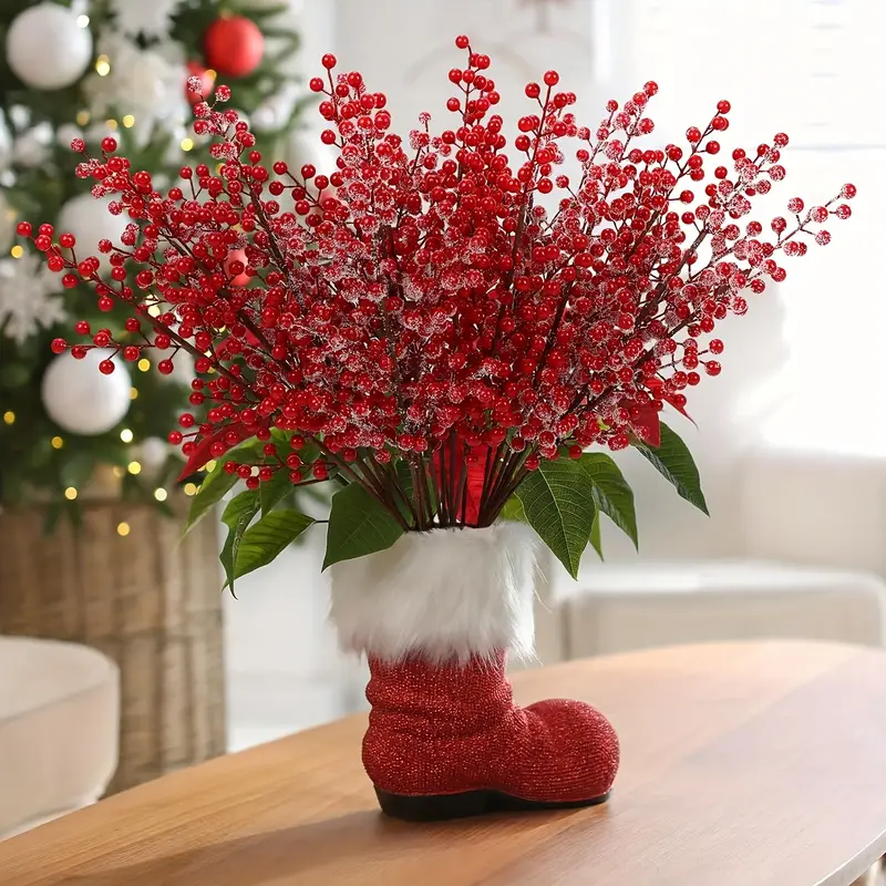 6 Pcs Artificial Berry Stem, Christmas Long Red Berry Picks, Frosted Holly  Berry Branches, Fake Berry Picks For Holiday Christmas Tree Home Decor And