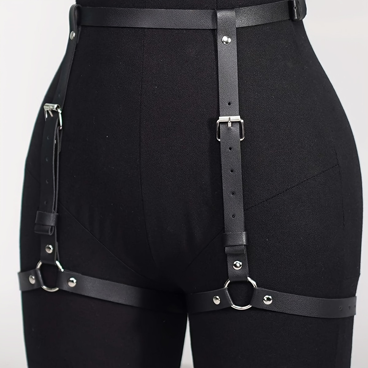 Gothic Punk Adjustable Leg Garter Belt Harness Set