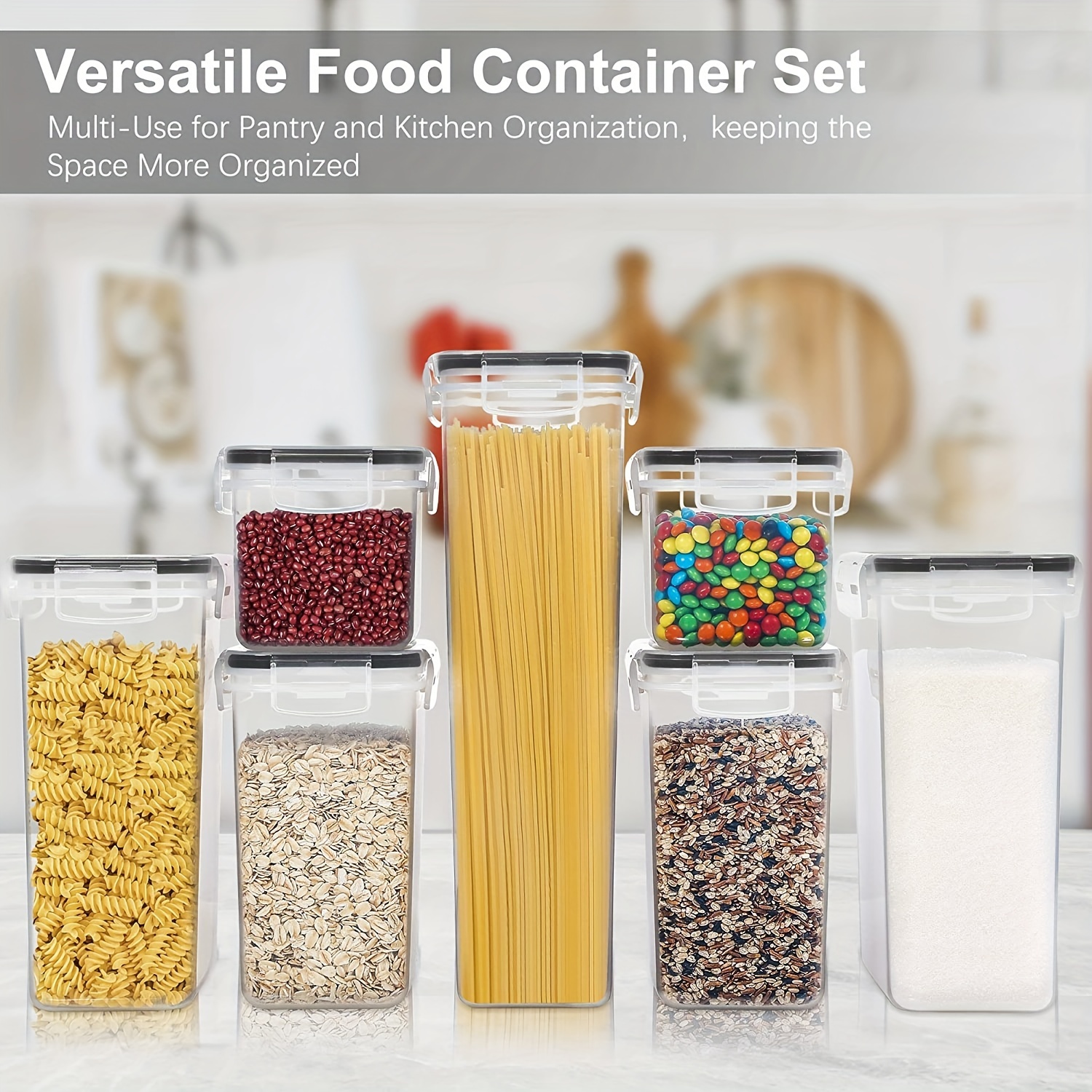 Vtopmart Airtight Food Storage Containers with Lids, 4 Pcs 2.8L Pasta Containers for Pantry Organization and Storage, BPA Free Kitchen Storage