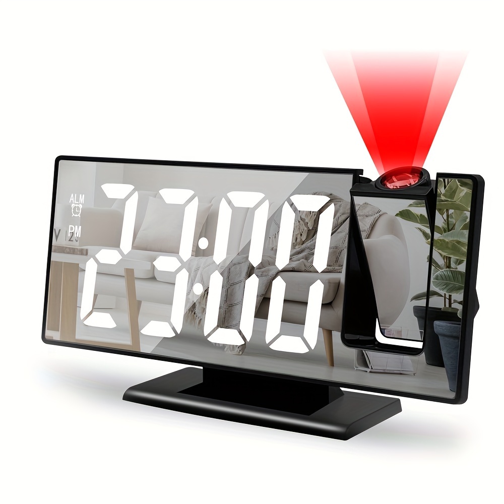 Reloj despertador de proyección Digital LED, proyector de techo electrónico  USB, rotación de 180 °, reloj despertador para dormitorio, mesita de noche,  reloj de escritorio - AliExpress