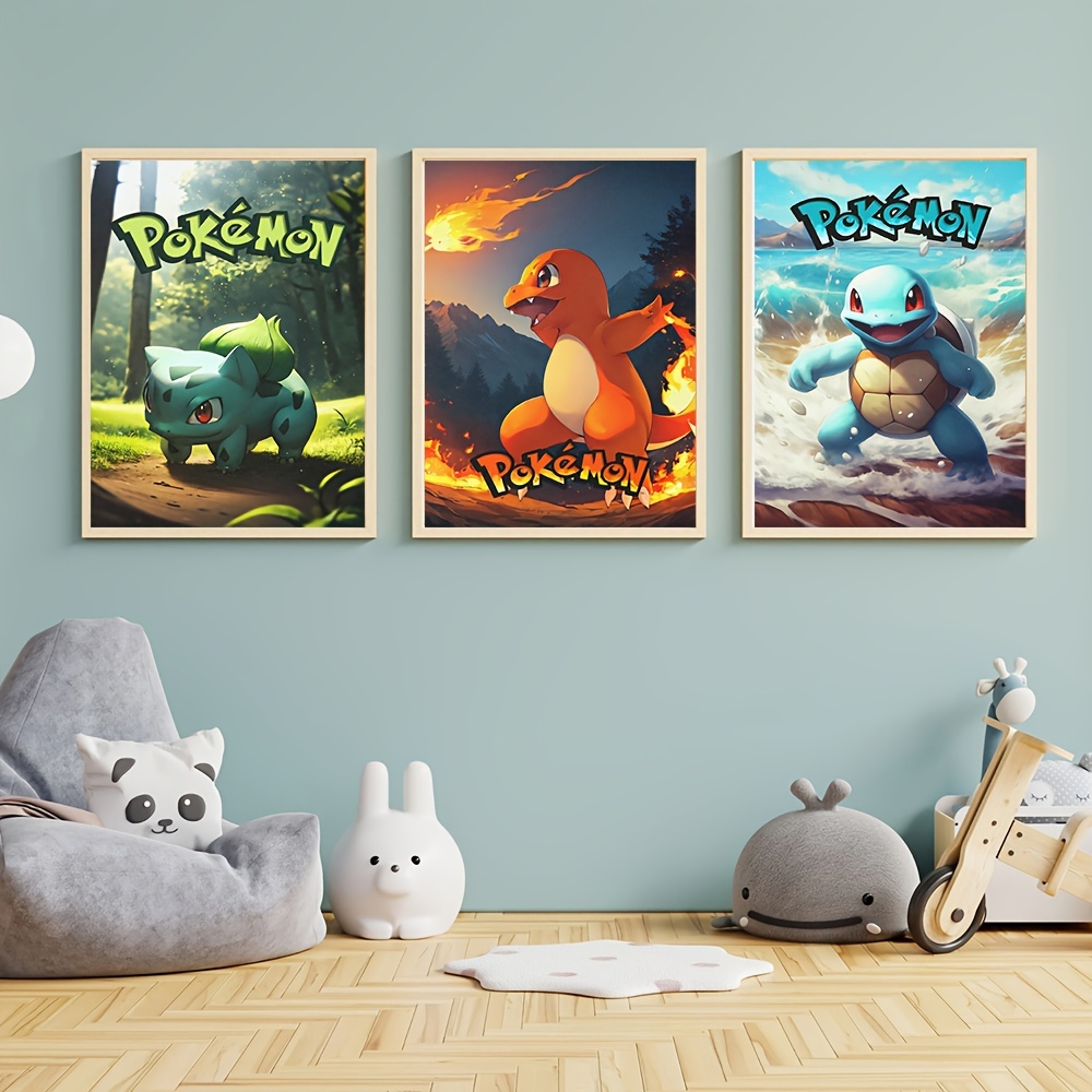 Anime Pocket Monster Canvas Print Posters, Pikachu, Squirtle, Charizard  Canvas Wall Art Paintings, Artwork Wall Painting For Living Room Bedroom  Bathroom Office Hallway Wall Decors, No Frames - Temu