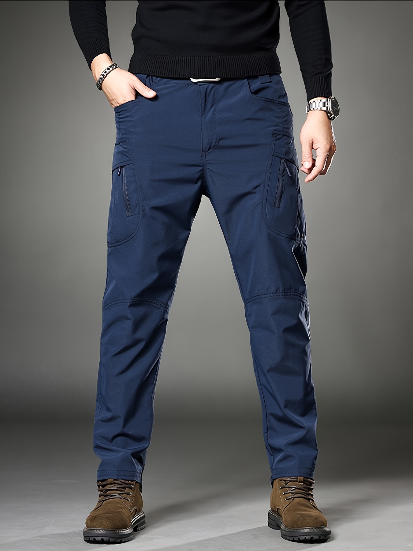 Men's Casual Relaxed Fit Cargo Pants Multi-Pocket Outdoor Straight-Leg  Trousers Cotton Tactical Military Combat Work Pant (Navy Blue,34) at   Men's Clothing store