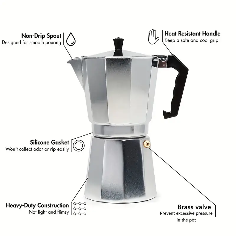Greca Stovetop Espresso And Coffee Maker - Authentic Italian And Cuban Cafe  Brewing - Manual Coffee Machine With Different Size Cups - Silver Finish -  Perfect Coffee Accessories - Temu