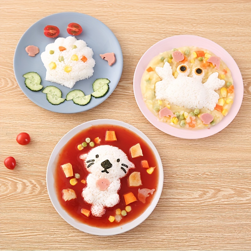 4pcs/set Pink Rabbit Shaped Rice Ball Molds, Sushi Molds