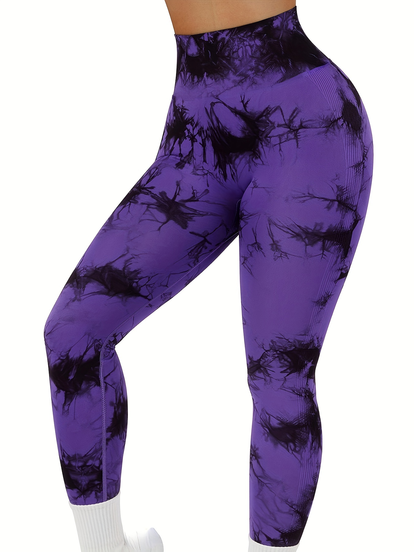 Ritualay Ladies Bottoms Solid Color Leggings Gym Stretch Yoga Pants Boot Cut  Staight Trousers Purple XL 