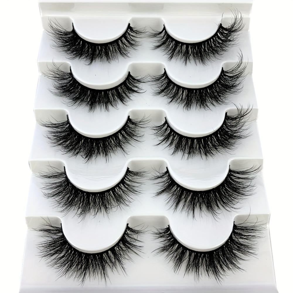 Image of 5 Pairs Mink Eyelashes Full Strip Lash Extension Natural False Eyelashes Cluster Fairy 3d Long Fake Lashes