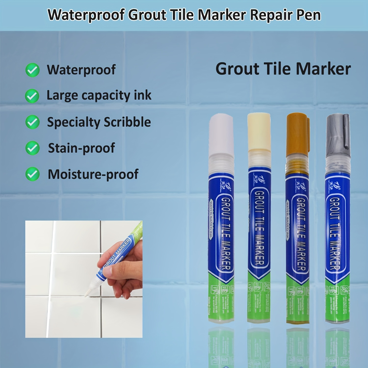 Touch Up Paint Pens For Walls 3-pcs Grout Pen White Tile Paint