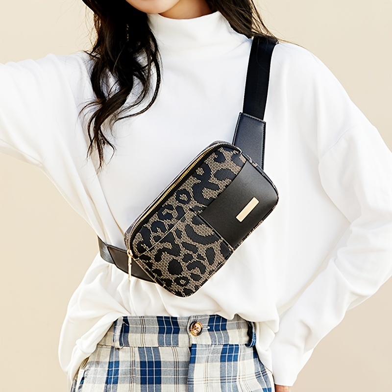 Leopard Pattern Fanny Pack, Fashion Faux Leather Belt Bag, Women's Sports  Crossbody Chest Bag - Temu
