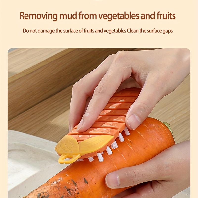 Carrot Shaped Multifunctional Bendable Fruit And Vegetable Cleaning Brush