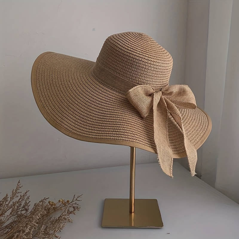 2022 Fashion Womens Oversized Straw Sun Hat With Bow With Bow