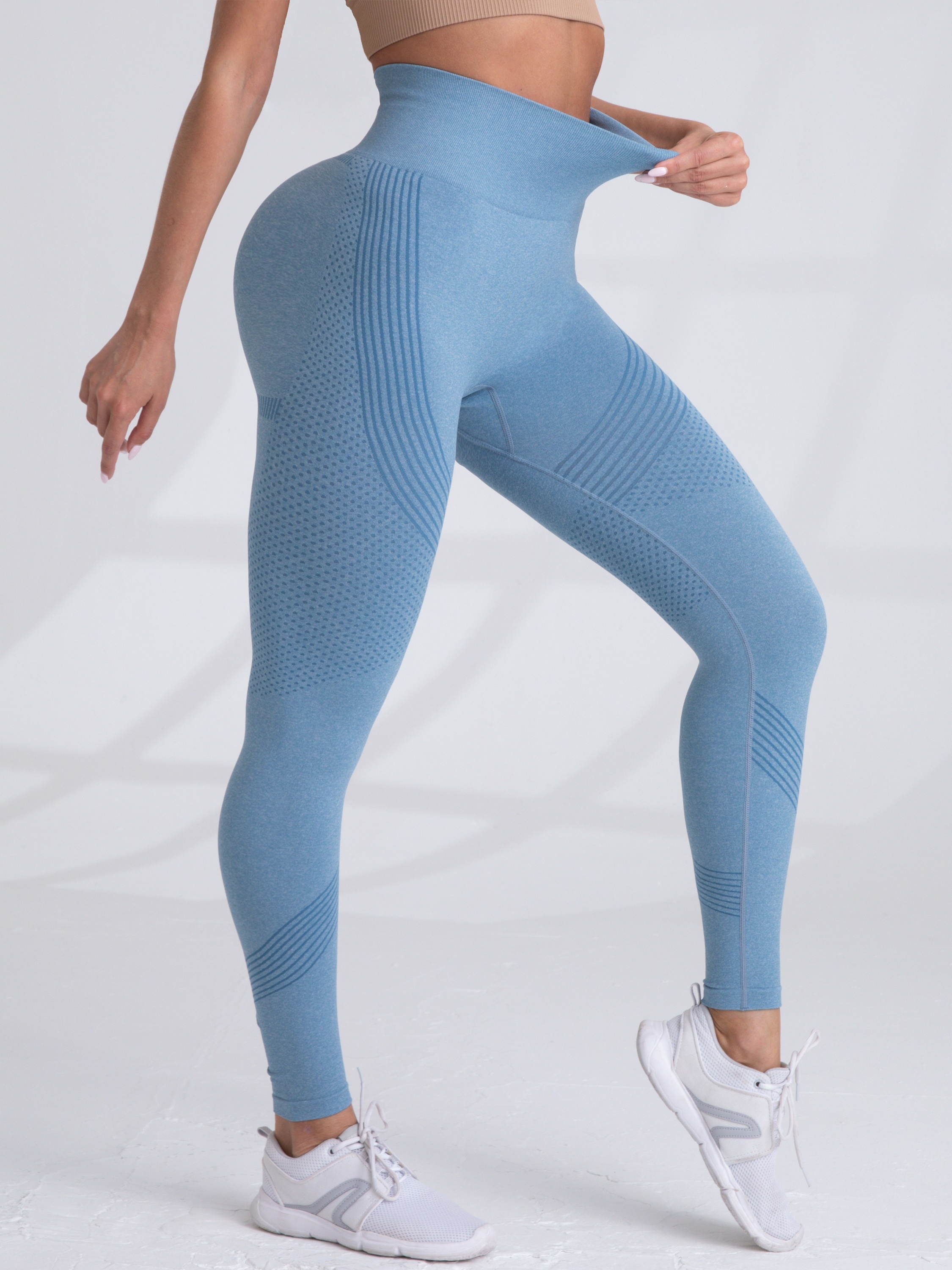 Women's High Waist Yoga Tummy Control Shorts, 5 Inch - Haze Blue / S