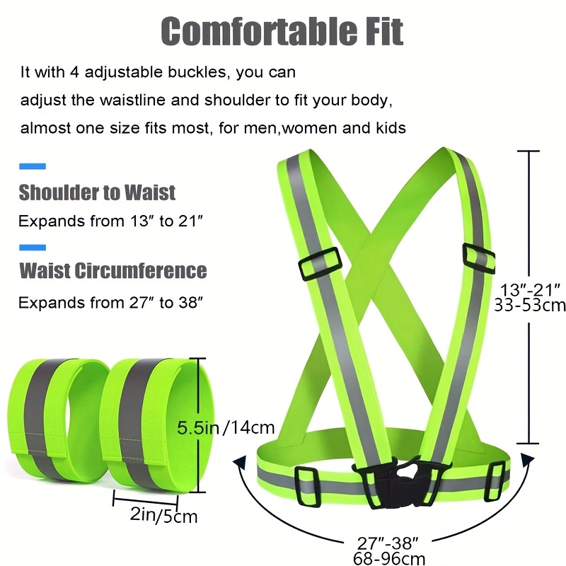 3PCS Reflective Adjustable Safety Strap, Reflective Bands For Wrist Arm  Ankle And Leg With High Visibility, Reflective Running Gear For Men And  Women
