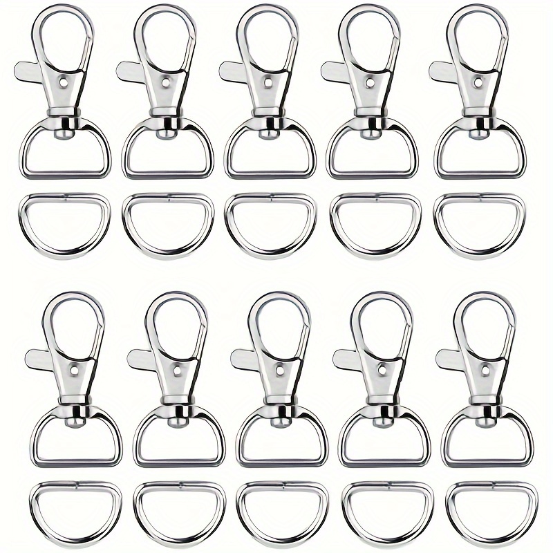 

20pcs Metal Rotating Buckle Loose Lobster Clasps D-shaped Lobster Buckle D-shaped Buckle For Diy Crafts Keychain Wallet Hardware Manufacturing Accessories