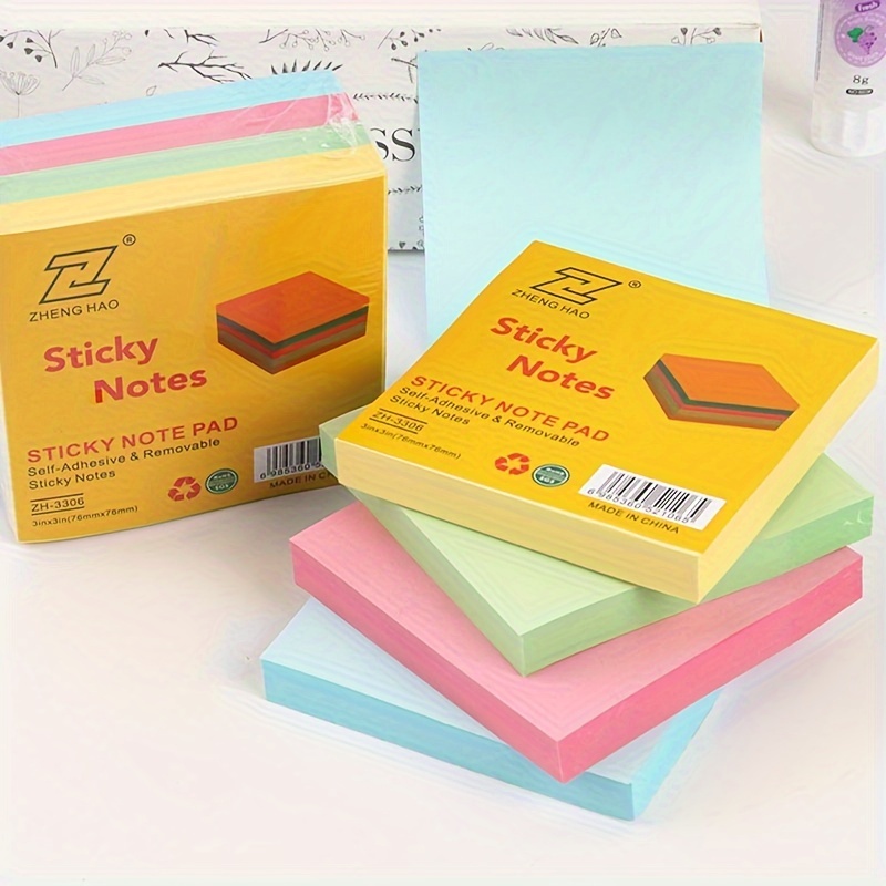 6 Colors Sticky Notes, 3x3 Inches, Bright Colors Self-Sticky Pads, Easy To  Post For Home, Office, Notepads