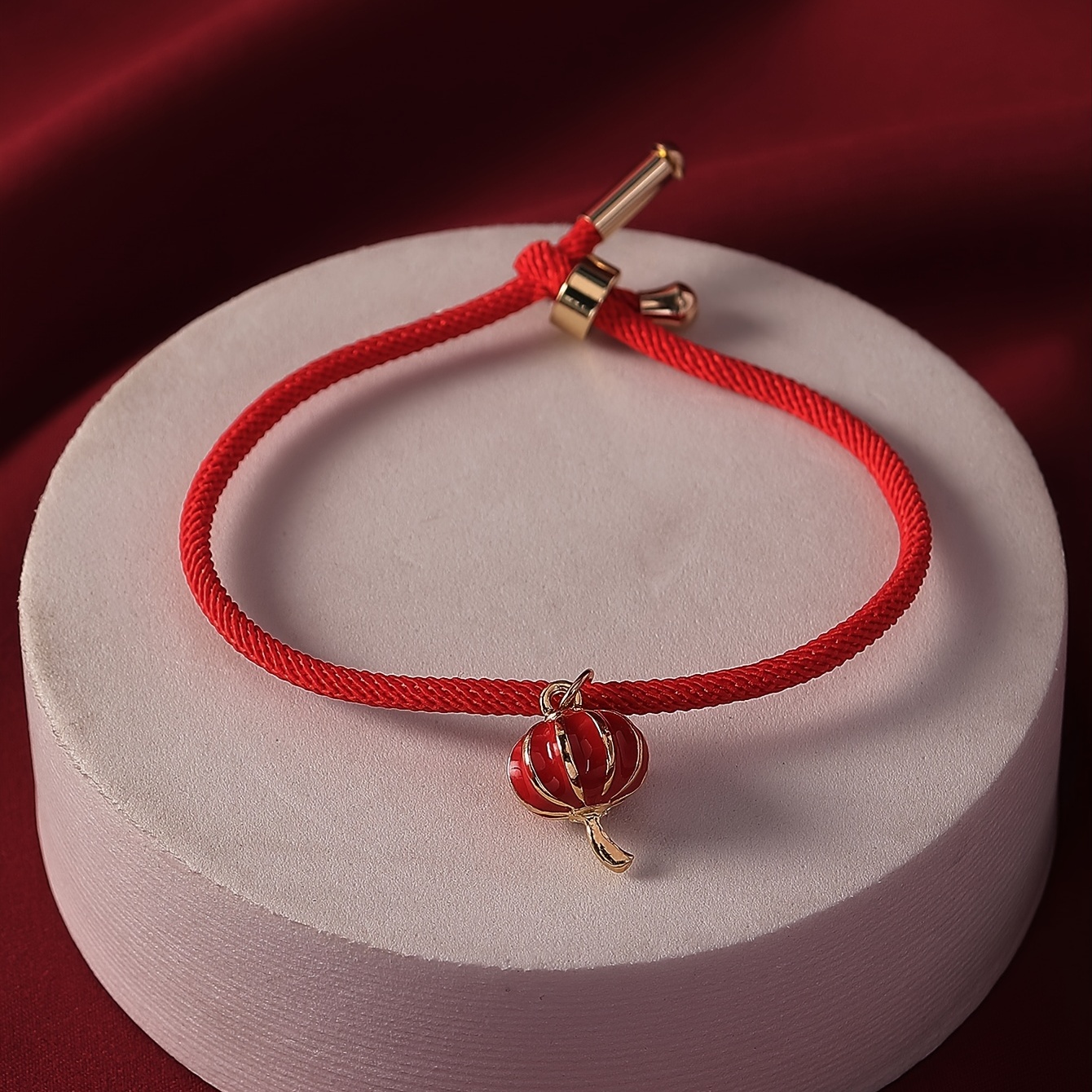 Lucky Red Rope Bracelet with Pendant, Adjustable Gift