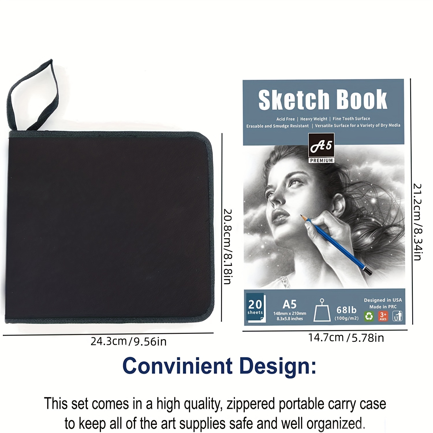 EGOSONG 41 Drawing Set Sketch Kit Sketching Supplies with Sketchbook  Graphite and Charcoal Pencils Pro Art Drawing Kit for Adults Teens Beginners  Kids ideal for Sketching Shading