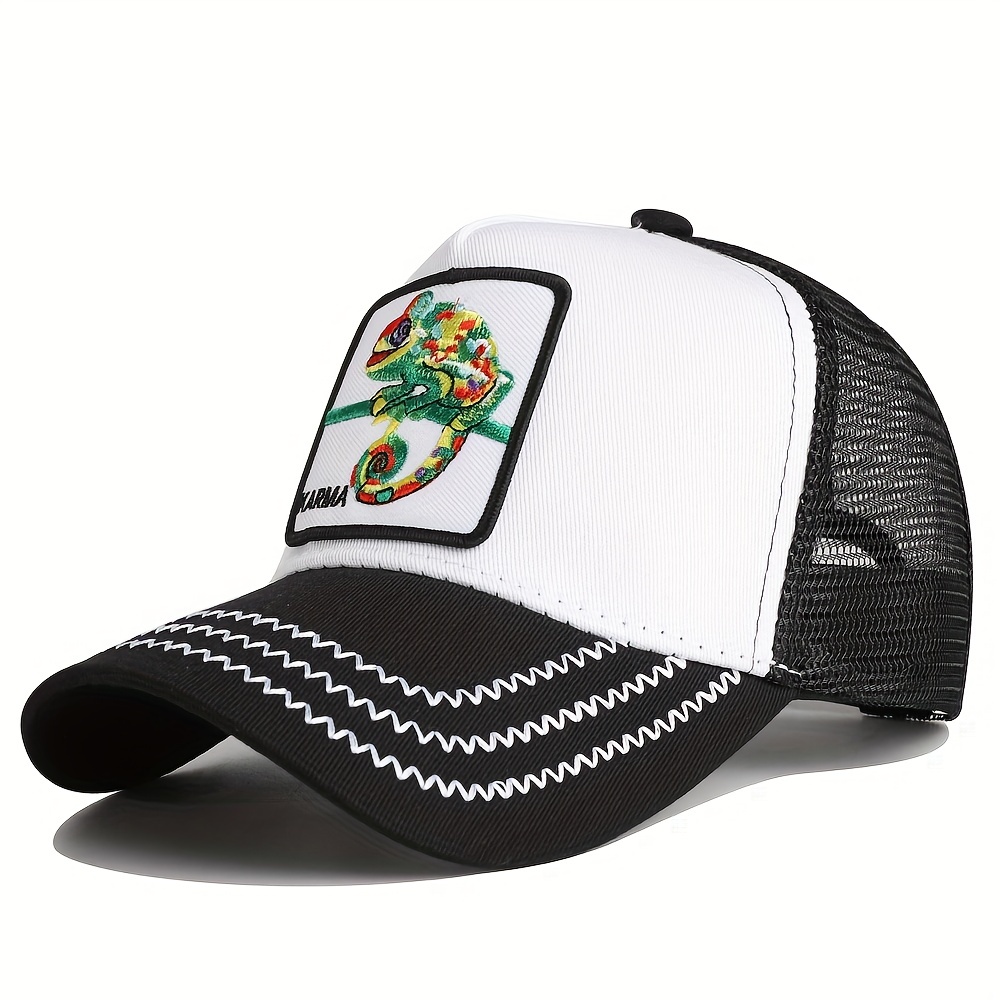 Lizard Embroidery Patch Baseball Unisex Breathable Mesh Trucker