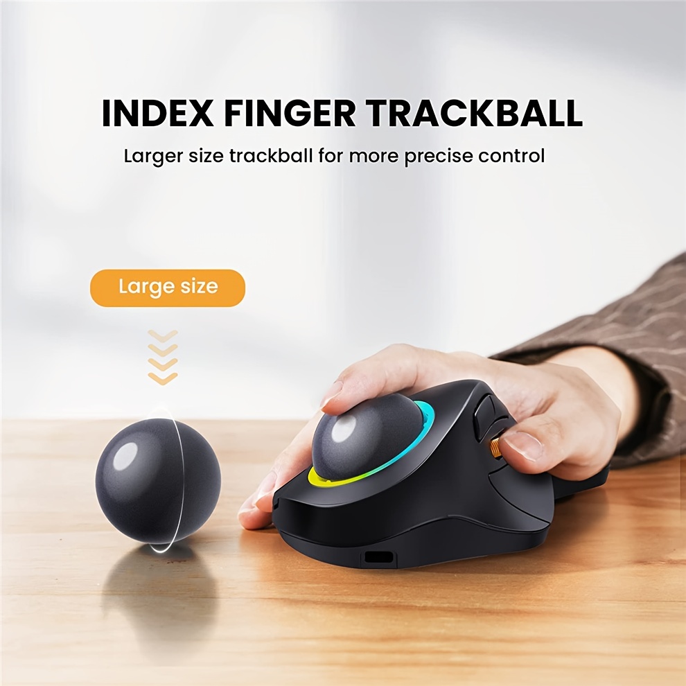 Jomaa Wireless Bluetooth Trackball Mouse Ergonomic Rgb Ball - Temu