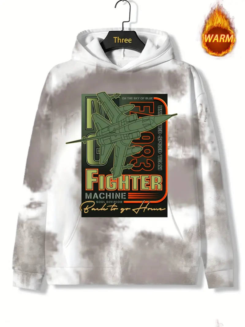 Fighter Print Tie Dye Hoodie, Cool Hoodies For Men, Men's Casual Graphic  Design Pullover Hooded Sweatshirt With Kangaroo Pocket Streetwear For  Winter Fall, As Gifts - Temu