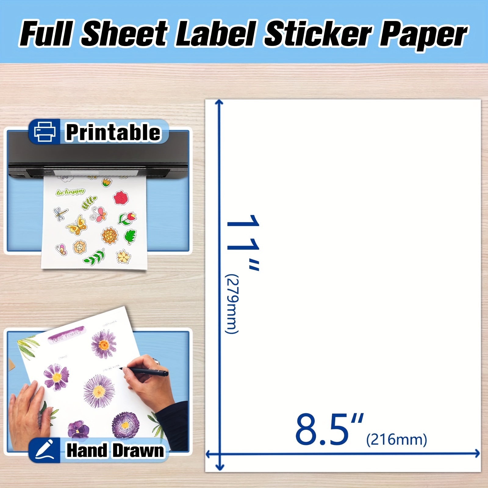 Koala Waterproof Matte Vinyl Sticker Paper Full Sheet for Inkjet Printer  8.5x11 Inches