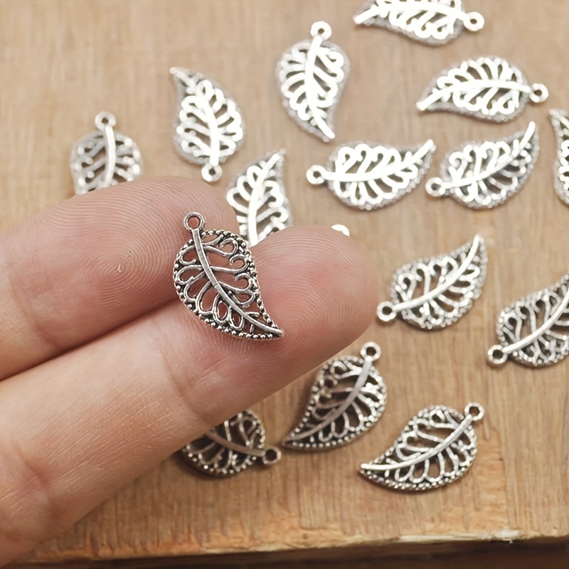 

40pcs Breloques Feuilles Argentées Antiques, Pendentifs en de Zinc pour Boucles d'Oreilles DIY, , Bracelets, Accessoires de Fabrication de Bijoux à , 15X8Mm