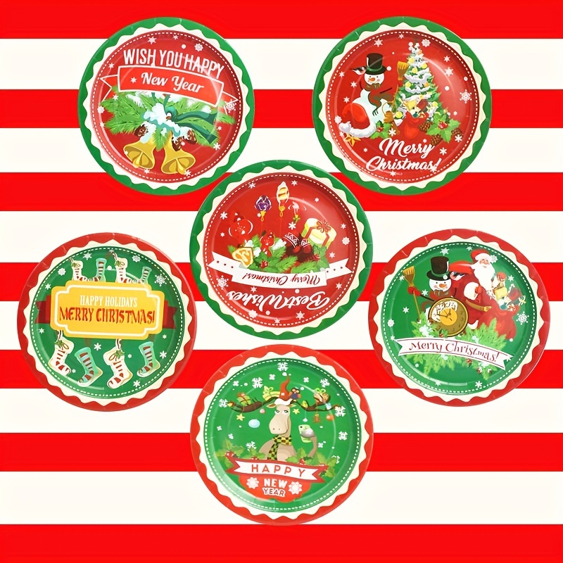 Glad Everyday Disposable Small Paper Plates with Holiday Mistletoe Design |  H