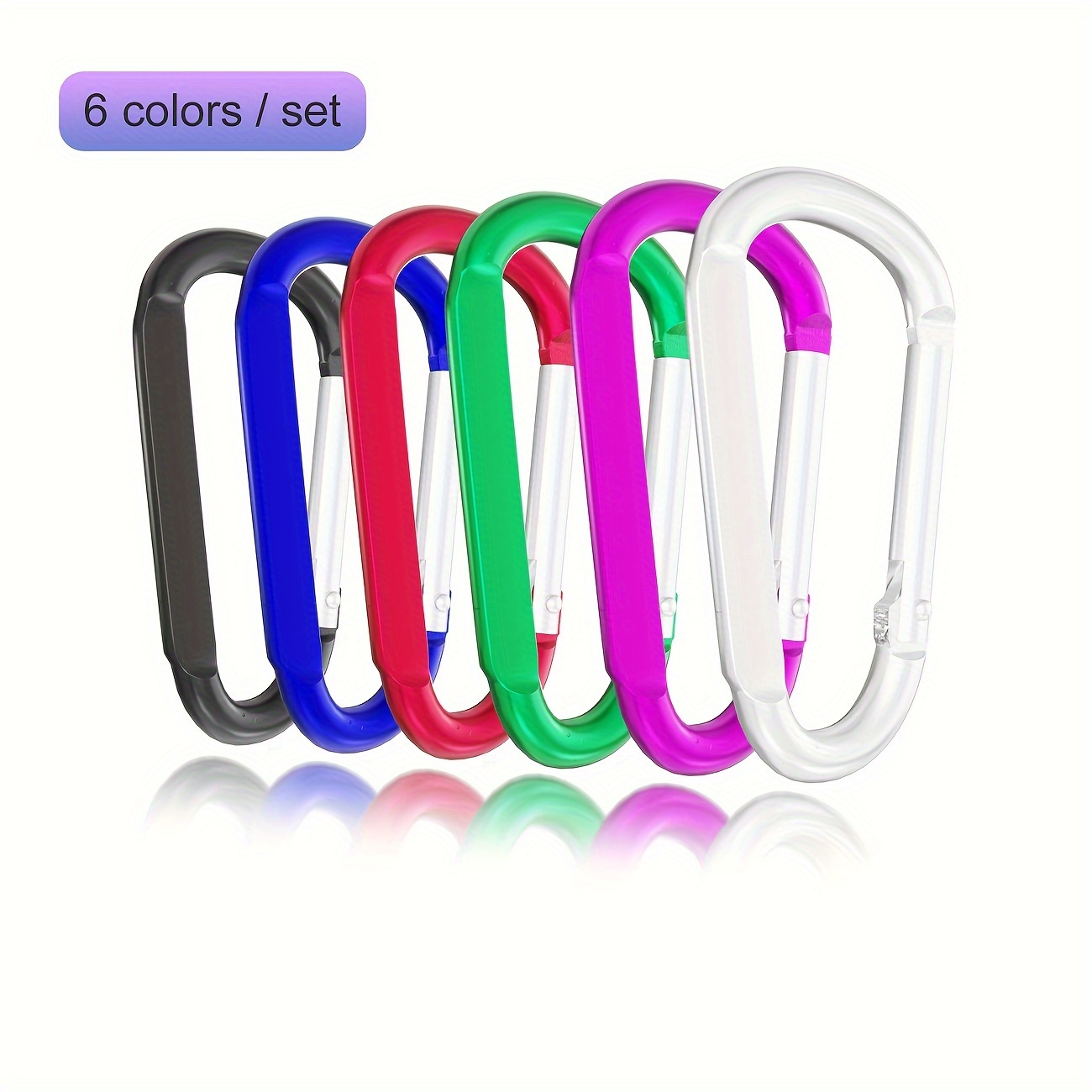  6PCS Carabiner Caribeaner Clip,3 Inch Large Aluminum D Ring  Shape Carabeaner with 6PCS Keyring Keychain Hook : Sports & Outdoors